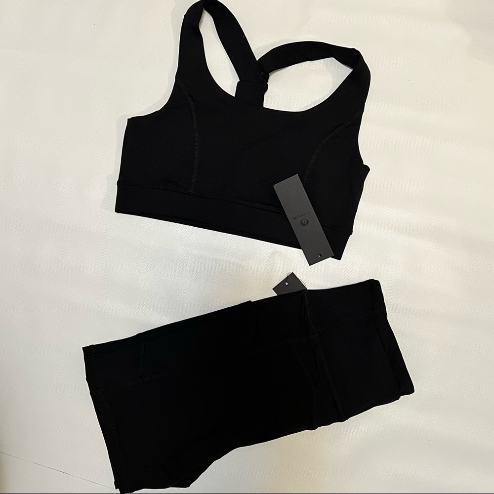 2 Pieces Solid Color Sports Bra+Shorts Tracksuits